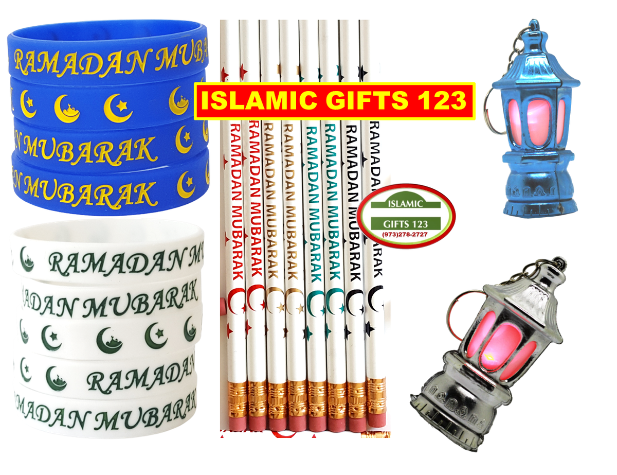 96 PCS Ramadan Favor Set: Lanterns, Pencils, Bands & Buttons for Celebrations