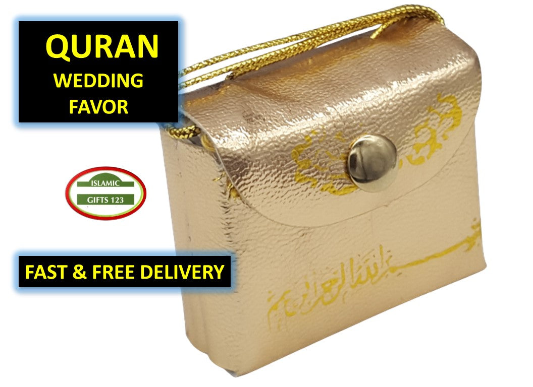 Mini Quran in Gold Bag Hanger - Elegant Wedding Favor