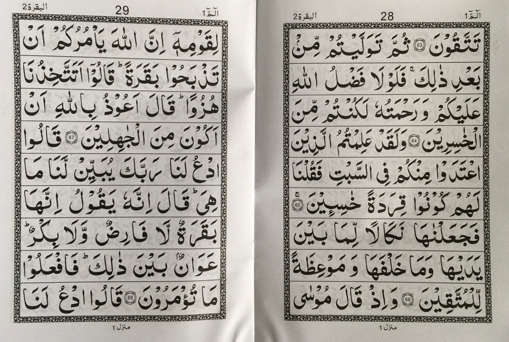 Holy Quran Para Set Large Bold Script 9 Lines 30 Sections Black+white pages
