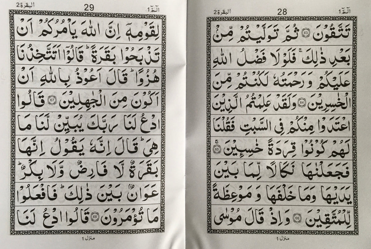 Holy Quran Para Set Large Bold Script 9 Lines 30 Sections Black+white pages