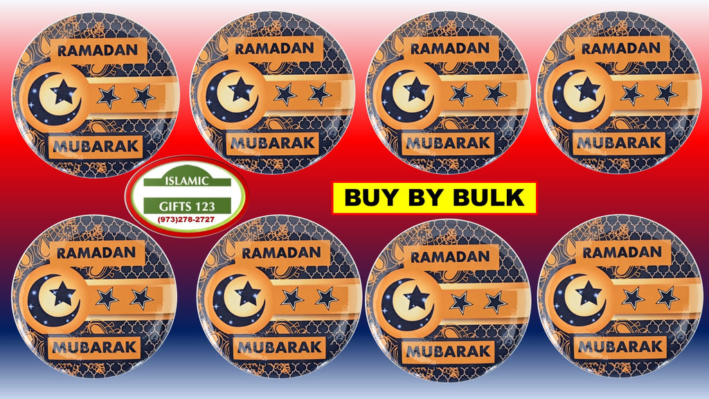 Ramadan Mubarak Blue Button Pins