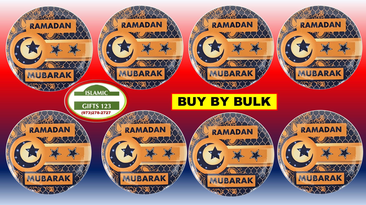 Ramadan Mubarak Blue Button Pins