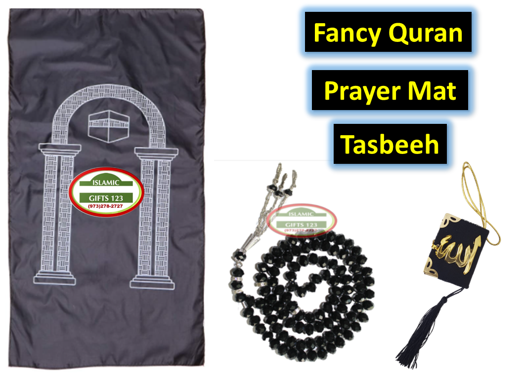 Crystal Tasbeeh, Fancy Quran, and Prayer Mat–3-Piece Gift Set FQ3