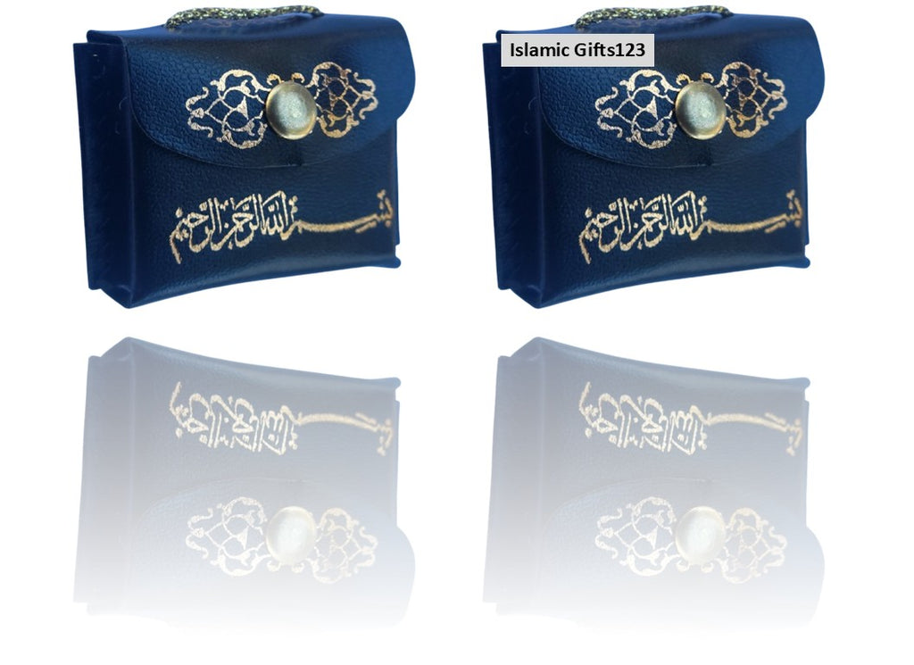 Mini Quran in Black Leather Bag – Perfect Wedding Favor for Islamic Events
