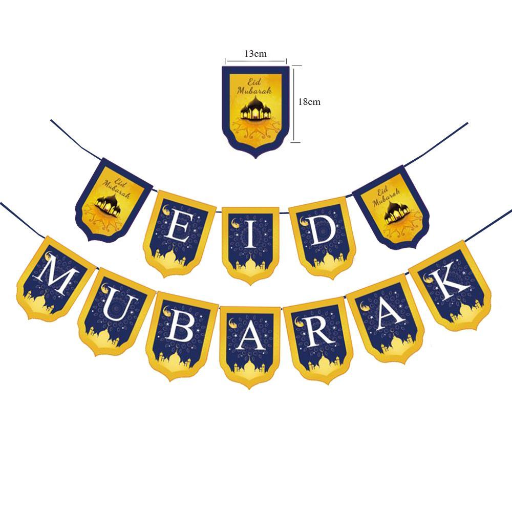 Eid Mubarak Letter Banner with Strings – Blue Eid Decoration