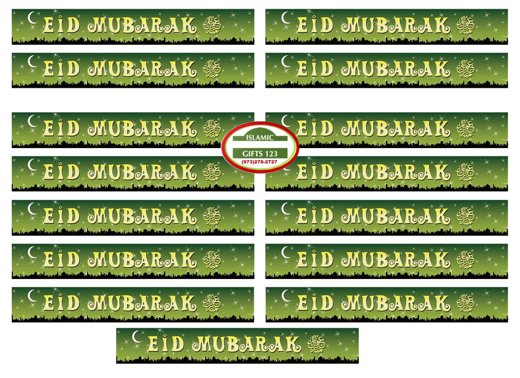 Eid Mubarak Foil Banners 50 Pack for Festive Decorations