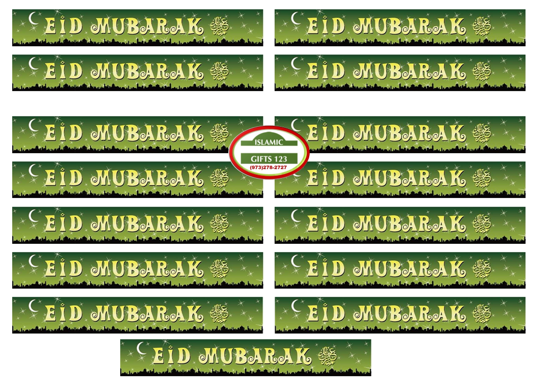 Eid Mubarak Foil Banners 50 Pack for Festive Decorations