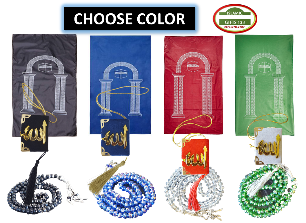 Crystal Tasbeeh, Fancy Quran, and Prayer Mat–3-Piece Gift Set FQ3