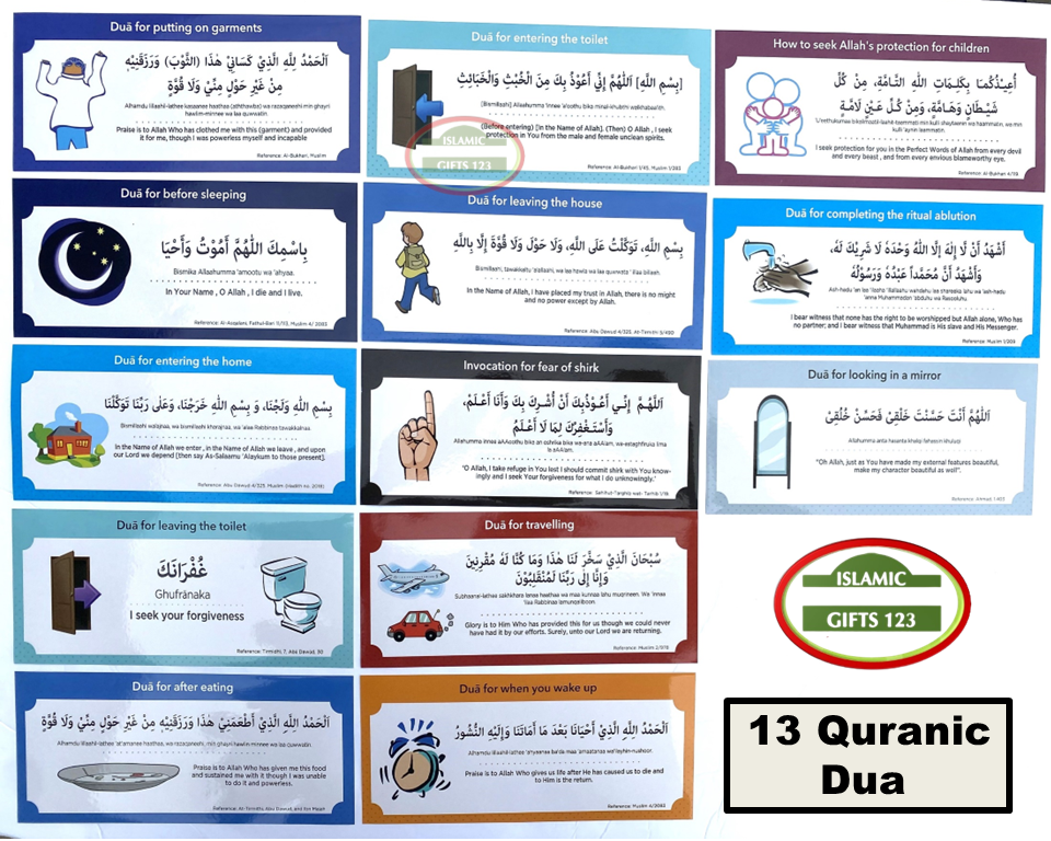 19 PCS DIY Removable Muslim Family Dua Stickers Daily Dua for Home