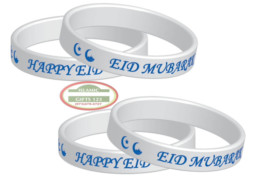 Eid Mubarak wristbands WHITE Eid Favors