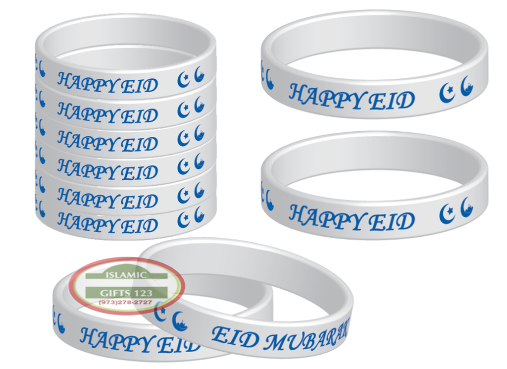 Eid Mubarak wristbands WHITE Eid Favors