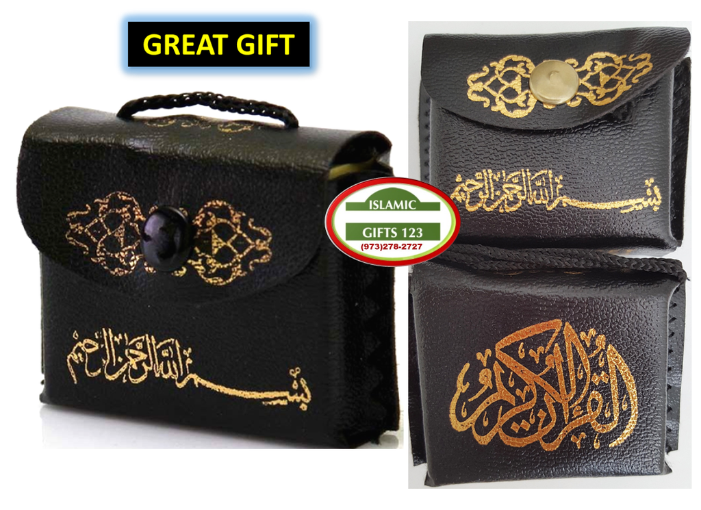 Mini Quran with Black Leather Bag – Perfect Wedding Favor for Islamic Events