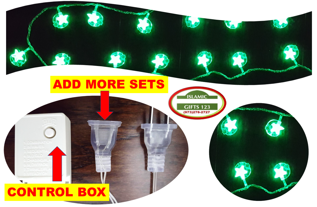 Ramadan Lights (9) Green FREE DELIVERY