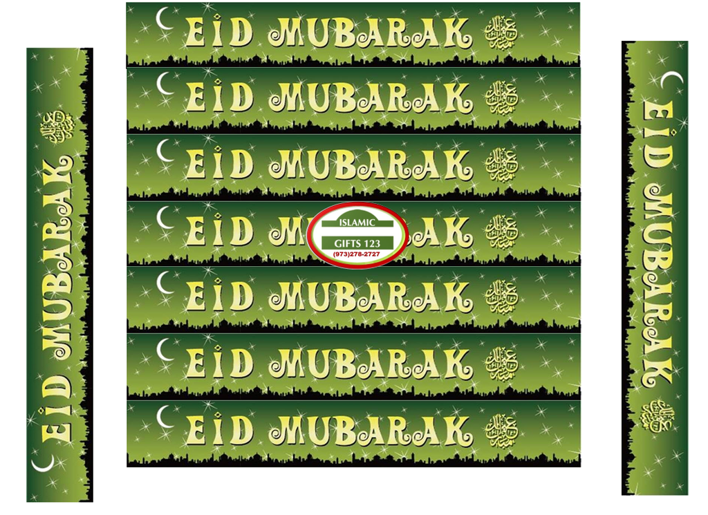 Eid Mubarak Foil Banners 50 Pack for Festive Decorations