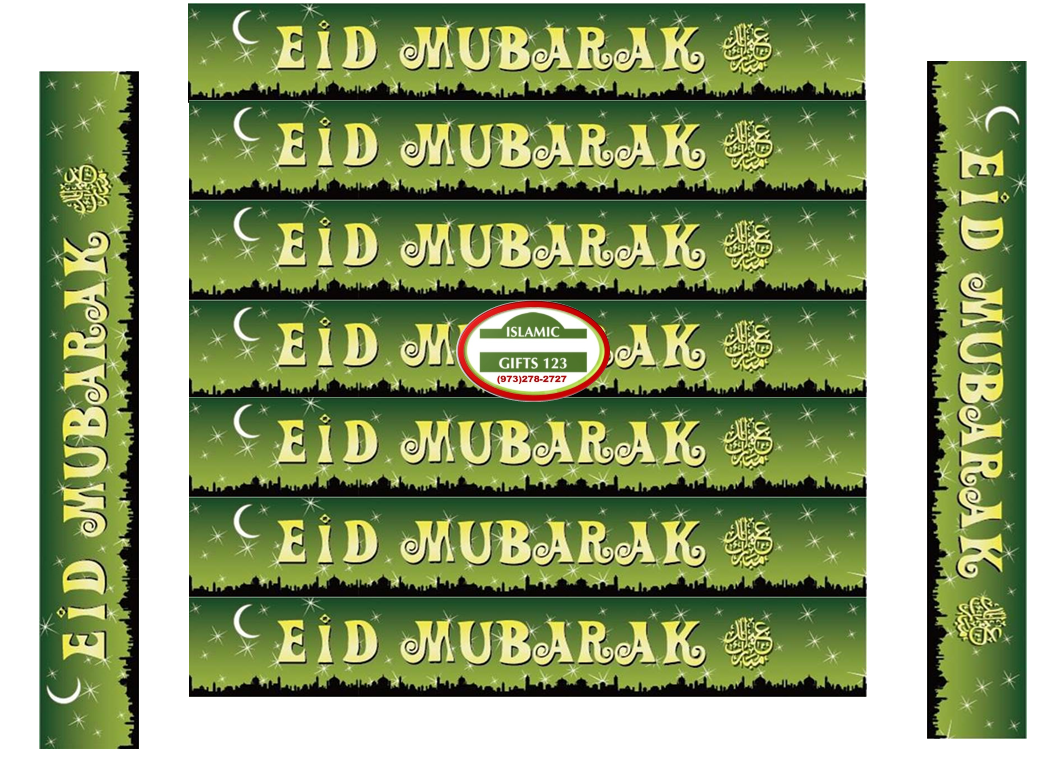 Eid Mubarak Foil Banners 50 Pack for Festive Decorations