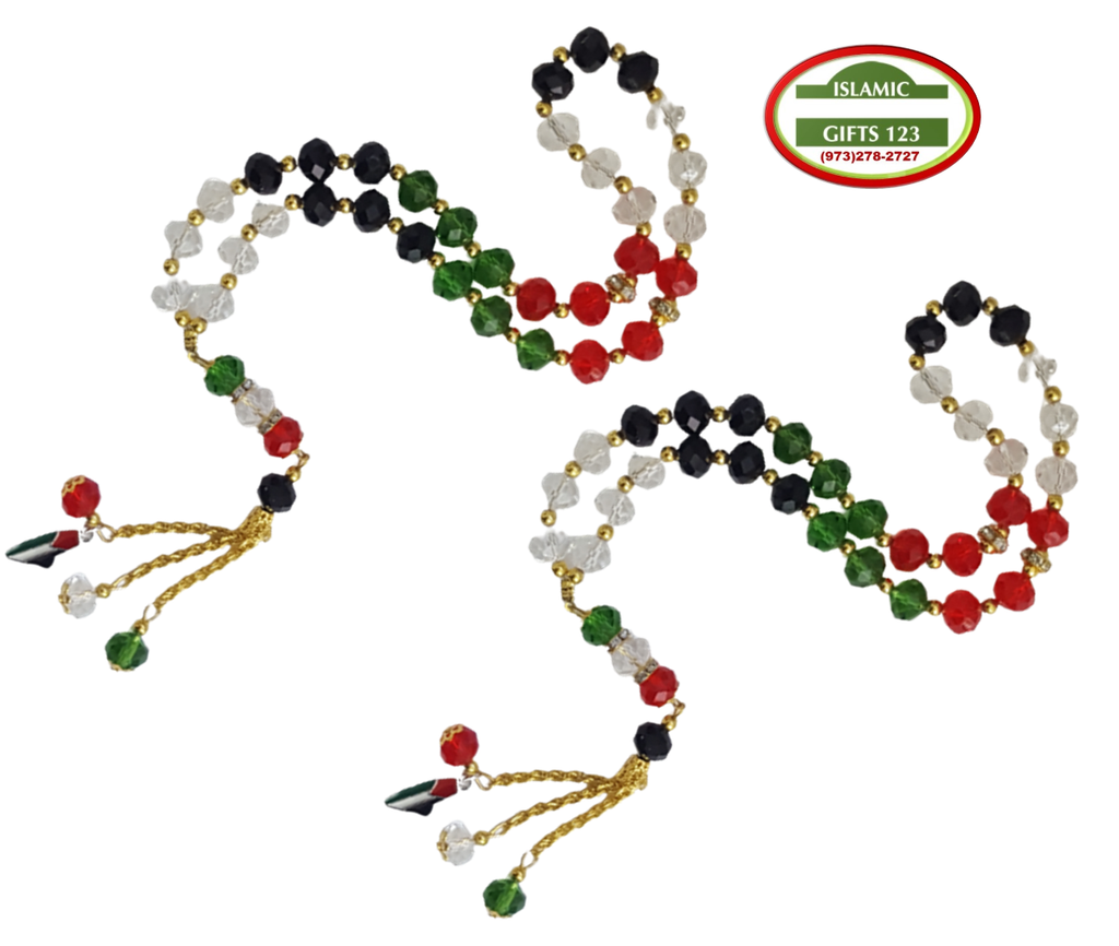 Palestine Flag Beads[Pack] Palestine MAP Large Glass Tasbeeh-Misbaha-Rosary