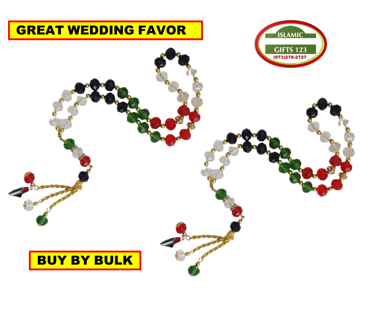 Palestine Flag Beads[Pack] Palestine MAP Large Glass Tasbeeh-Misbaha-Rosary