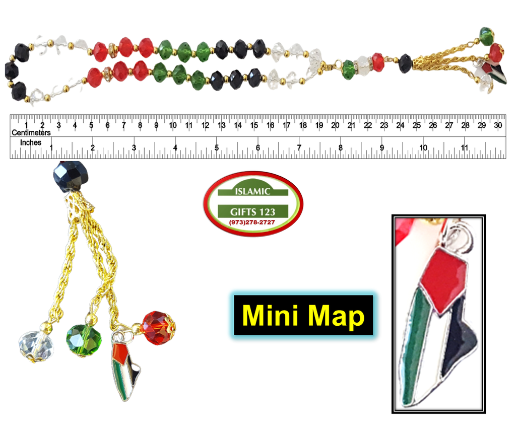 Palestine Flag Beads[Pack] Palestine MAP Large Glass Tasbeeh-Misbaha-Rosary