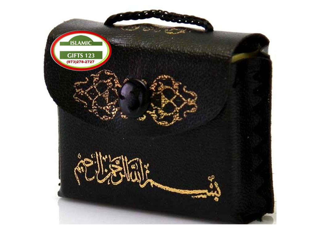 Mini Quran with Black Leather Bag – Perfect Wedding Favor for Islamic Events