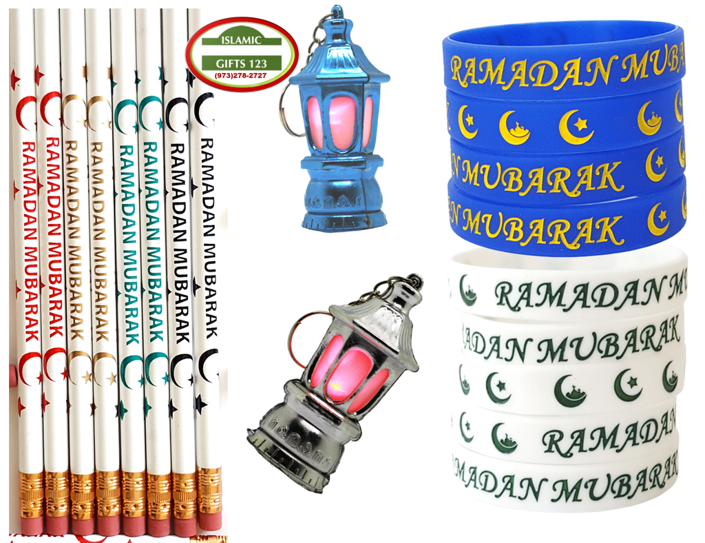 96 PCS Ramadan Favor Set: Lanterns, Pencils, Bands & Buttons for Celebrations
