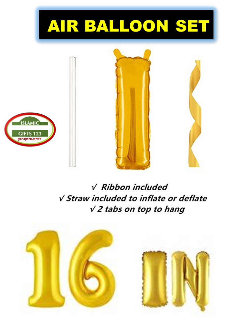 Ramadan Mubarak Gold Balloon Banner Set – Ramadan Foil Decoration