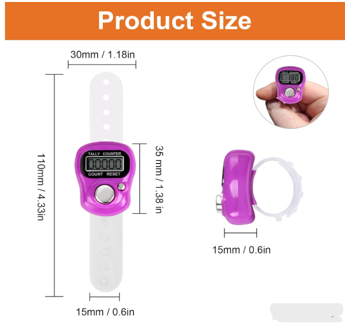 Electronic Finger Counter No light Resettable Hand Tally,5 Digit/LCD Electronic Digital Display