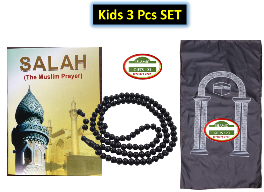 Kids Prayer Gift Set (3PC) – Book, Tasbeeh, Prayer Mat – Perfect Islamic Gift for Children