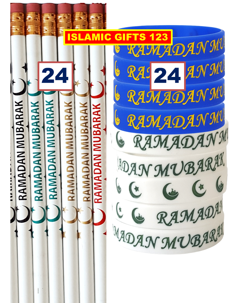 48 Pcs Ramadan Pencils and Bands Favor Set Perfect for Ramadan Gifting