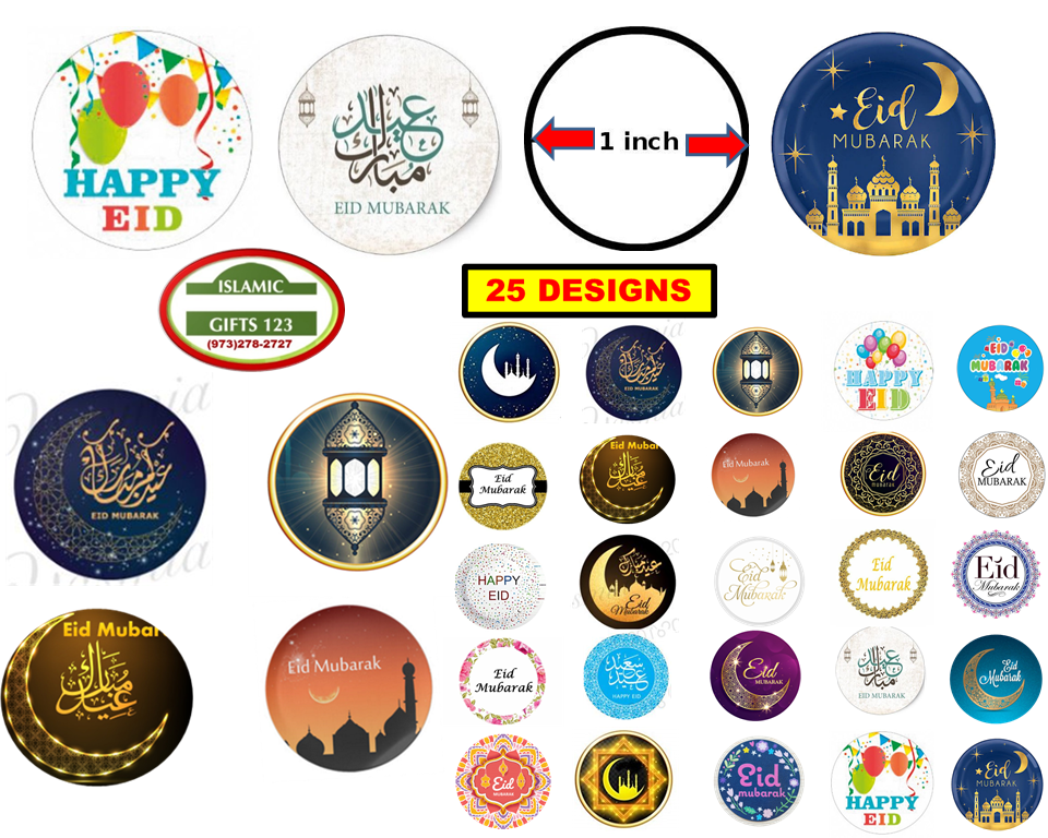 EID Stickers 2000-(1 Inch) Eid Mubarak