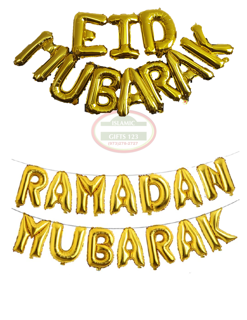Ramadan Mubarak & Eid Mubarak Gold Banner Sets – Elegant Gold Decoration Pack