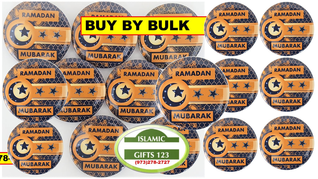 Ramadan Mubarak Blue Button Pins